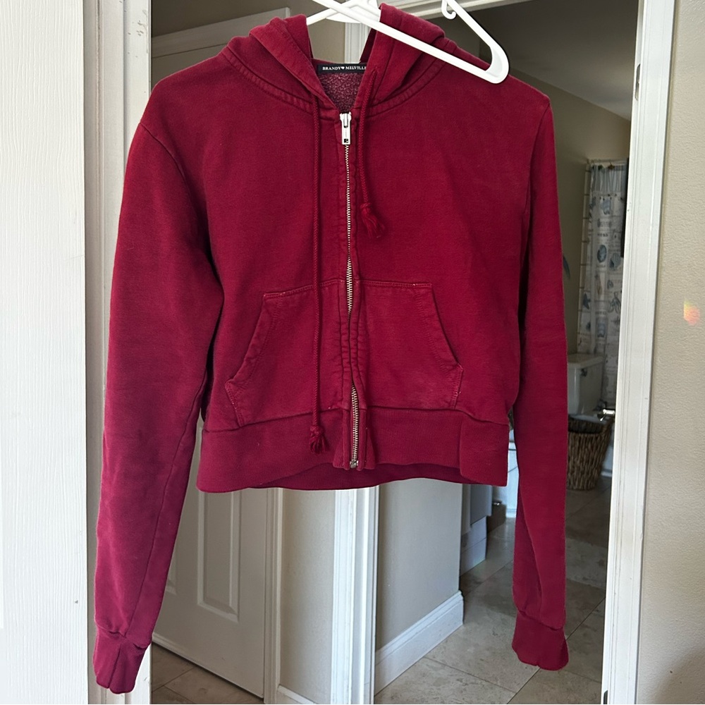 Brandy Melville cropped zip up hoodie
